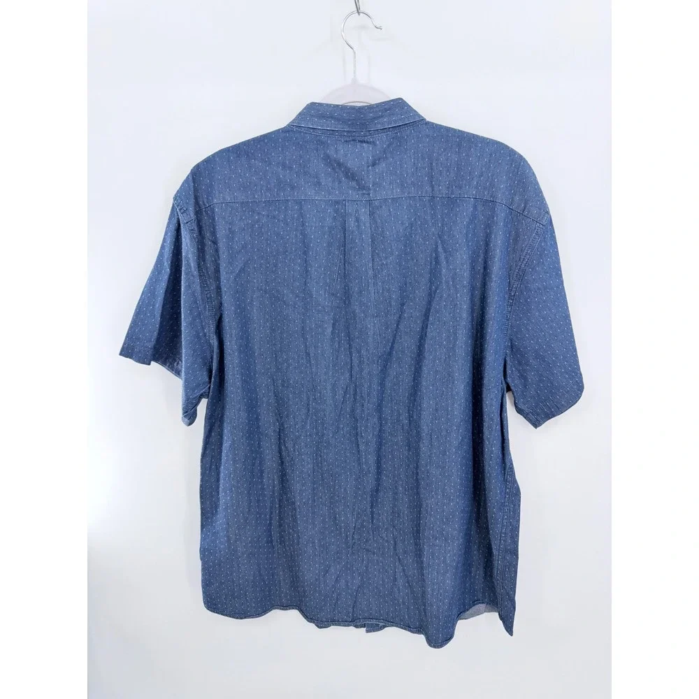 Levi's Button Down Cayman's Mens Shirt XXL‎ Blue Polka Dot Short Sleeve Denim